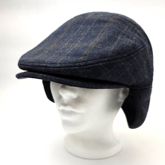 Wool Ivy Earflap Cap - IVE5033 100% Plaid Pattern 3 Sizes - Charcoal / M
