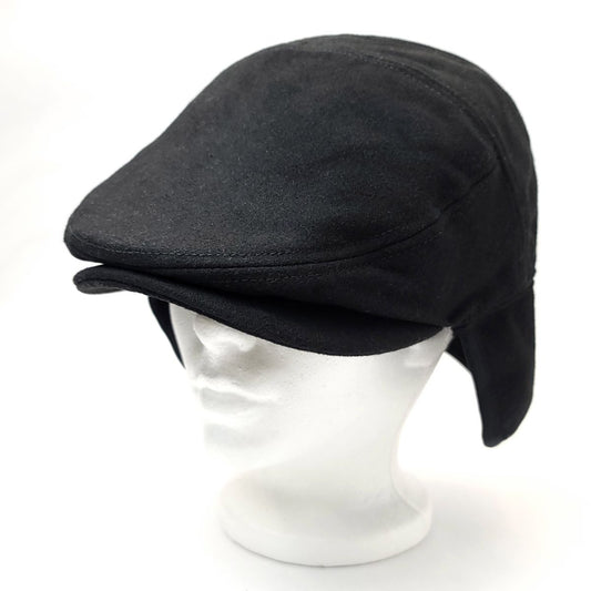 Wool Ivy Earflap Cap - IVE2342 100% Solid Colour 3 Sizes - Black / M