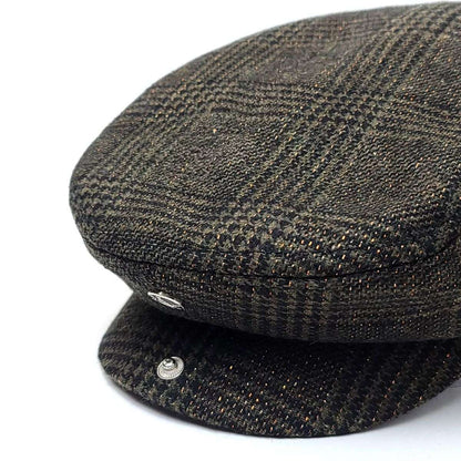 Fashion Ivy -JA7944 Plaid Gold Glitter Dark Brown OSFA