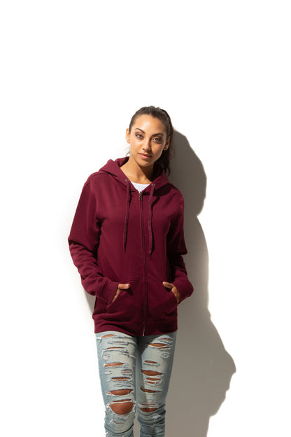 HERO-3020 Unisex Full Zip Hoodie - Maroon - Full-Zip