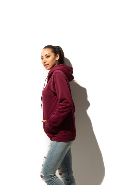 HERO-3020 Unisex Full Zip Hoodie - Maroon - Full-Zip
