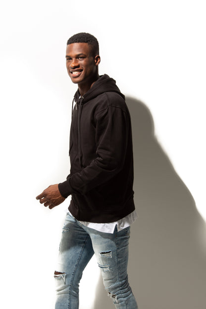 HERO-3020 Unisex Full Zip Hoodie - Black - Full-Zip