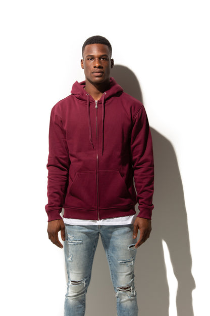 HERO-3020 Unisex Full Zip Hoodie - Maroon - Full-Zip