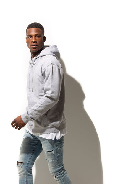 HERO-3020 Unisex Full Zip Hoodie - Sport Grey - Full-Zip