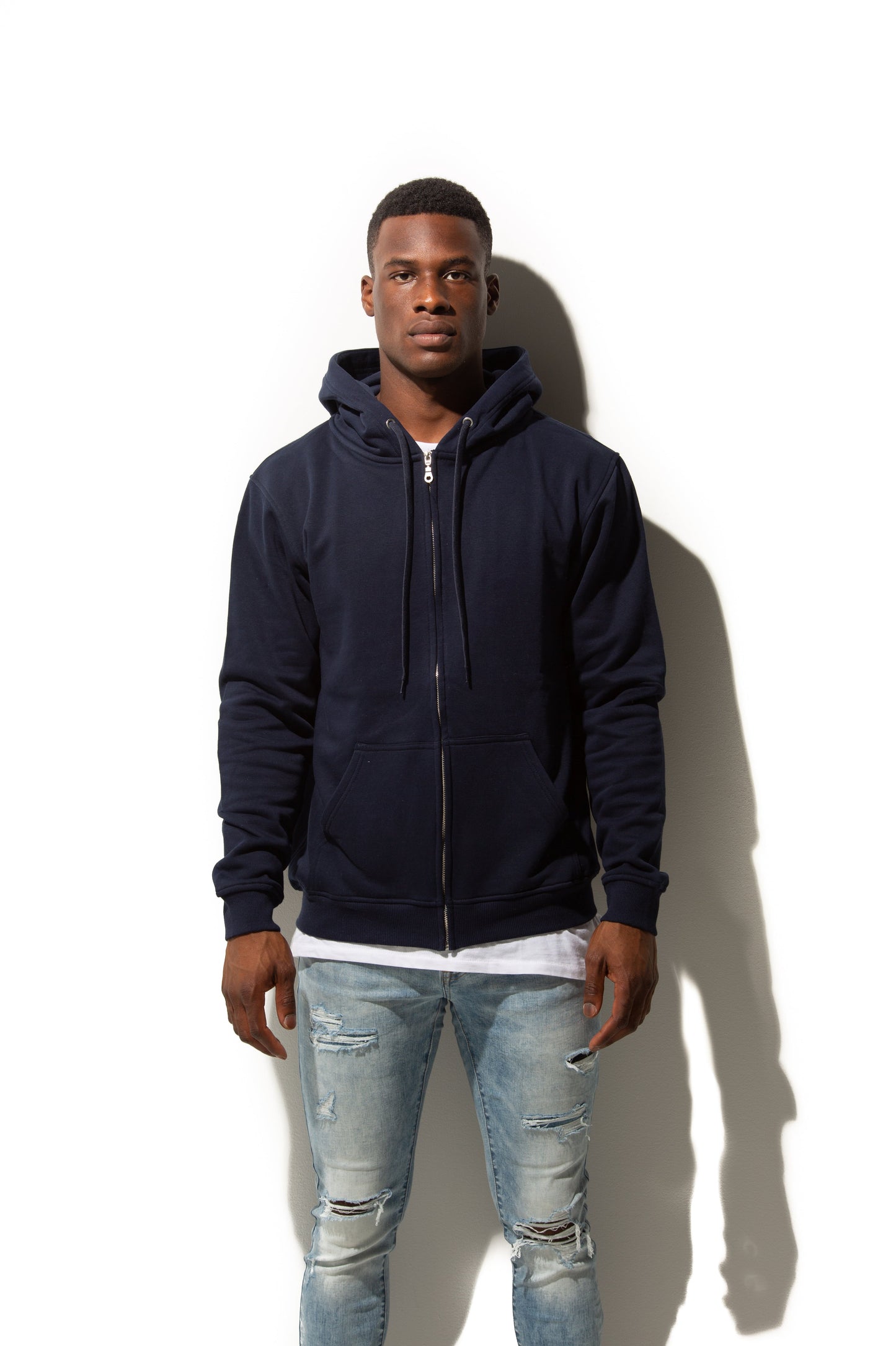 HERO-3020 Unisex Full Zip Hoodie - Navy Blue