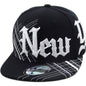 ’New York’ Logo Fitted Flat Cap - KBF251 Multi-Coloured - Black / S
