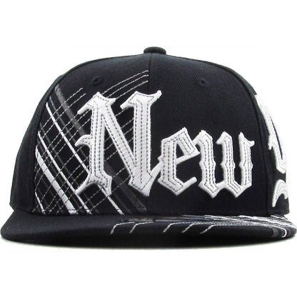 ’New York’ Logo Fitted Flat Cap - KBF251 Multi-Coloured