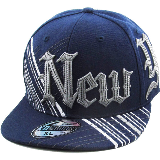 ’New York’ Logo Fitted Flat Cap - KBF251 Multi-Coloured - Navy / S