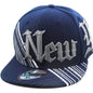 ’New York’ Logo Fitted Flat Cap - KBF251 Multi-Coloured - Navy / S