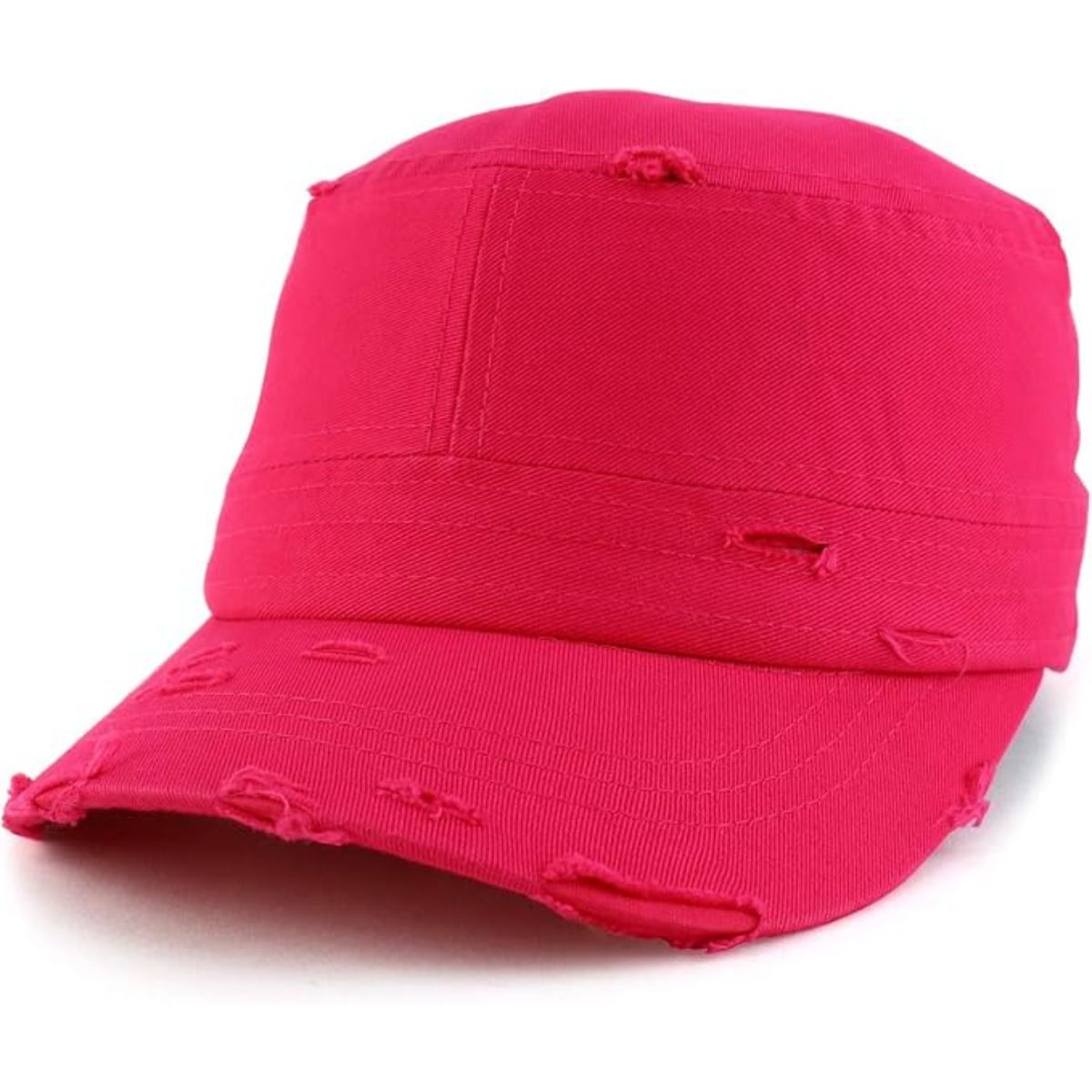 Military Cap - Vintage Strap Closure Multi-Coloured OSFA - Hot Pink