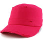 Military Cap - Vintage Strap Closure Multi-Coloured OSFA - Hot Pink