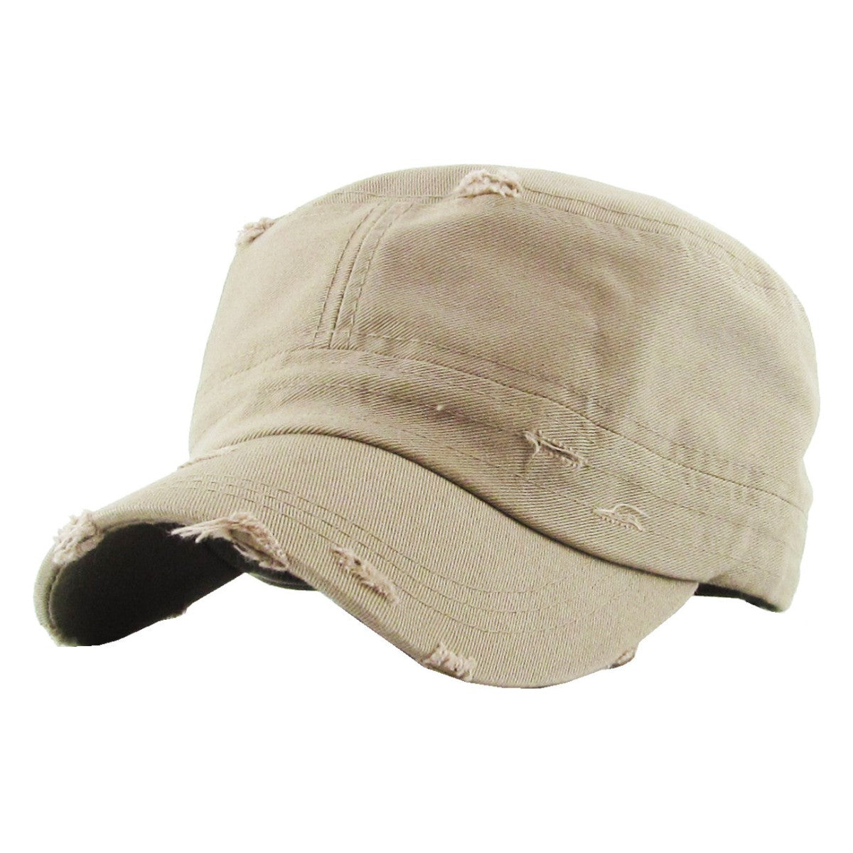 Military Cap - Vintage Strap Closure Multi-Coloured OSFA - Khaki