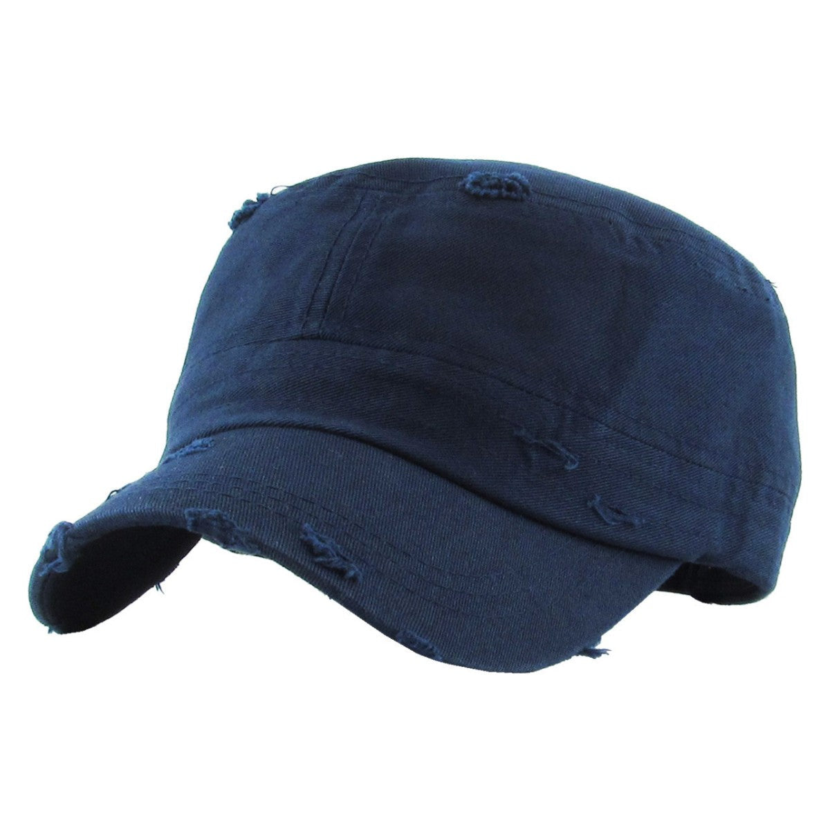 Military Cap - Vintage Strap Closure Multi-Coloured OSFA - Navy