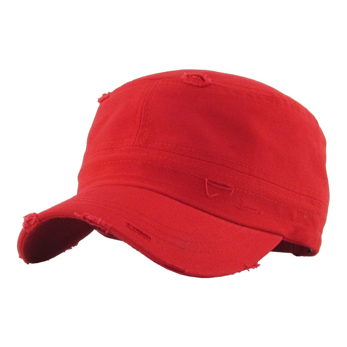 Military Cap - Vintage Strap Closure Multi-Coloured OSFA - Red