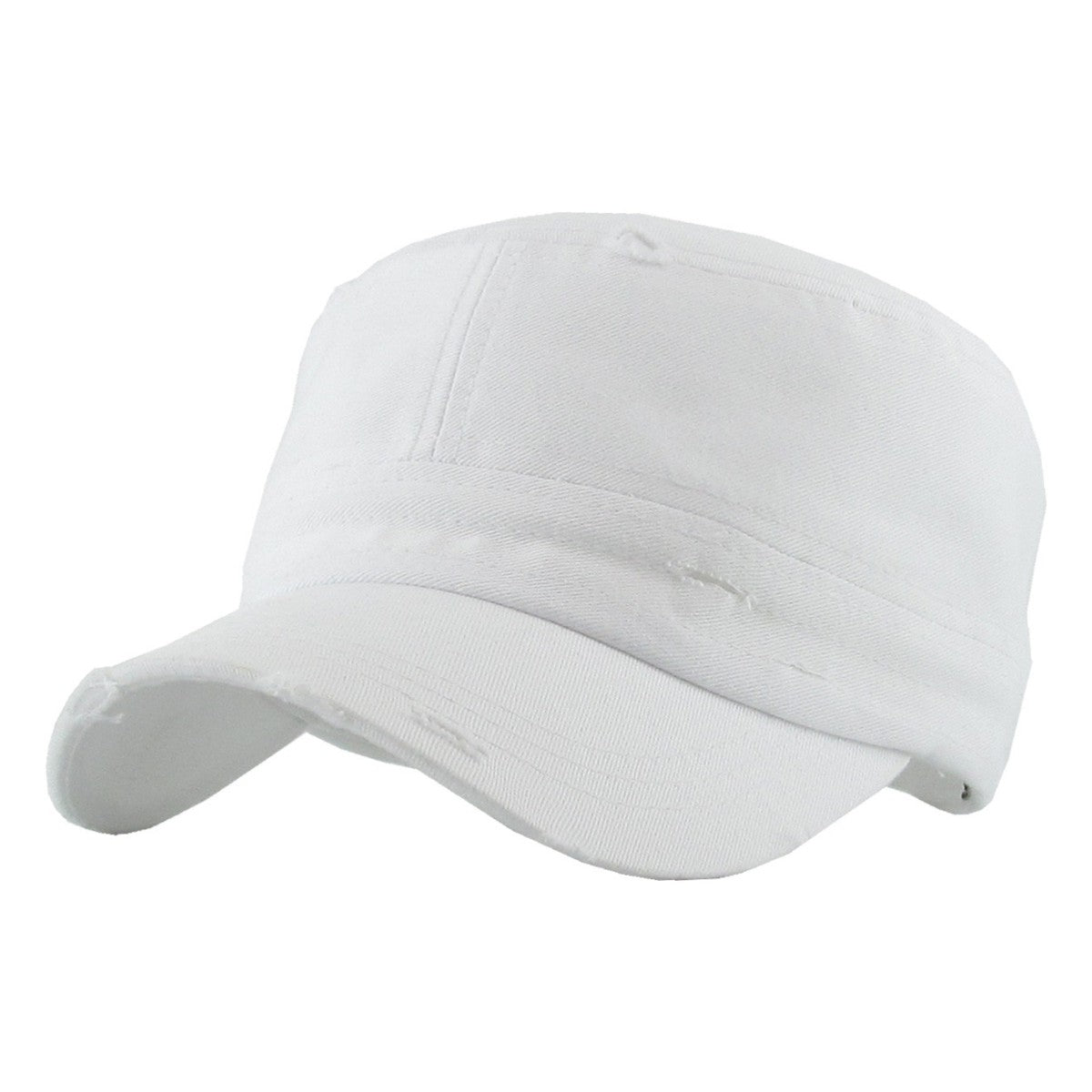 Military Cap - Vintage Strap Closure Multi-Coloured OSFA - White