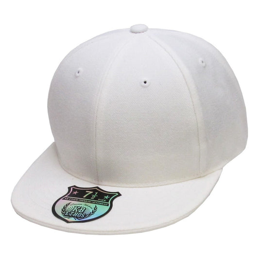 Fitted Flat Bill Cap - White Various Sizes