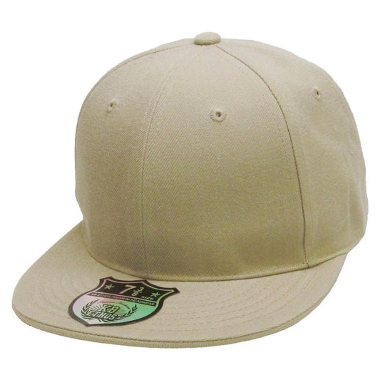 Fitted Flat Bill Cap - Khaki Various Sizes