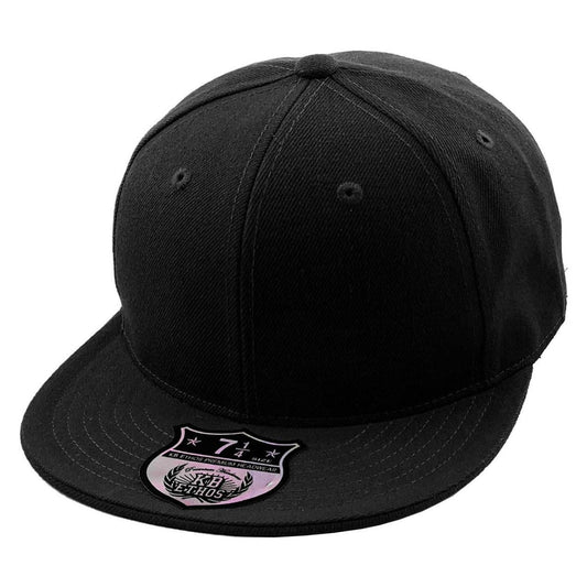 Fitted Flat Bill Cap - Black Various Sizes