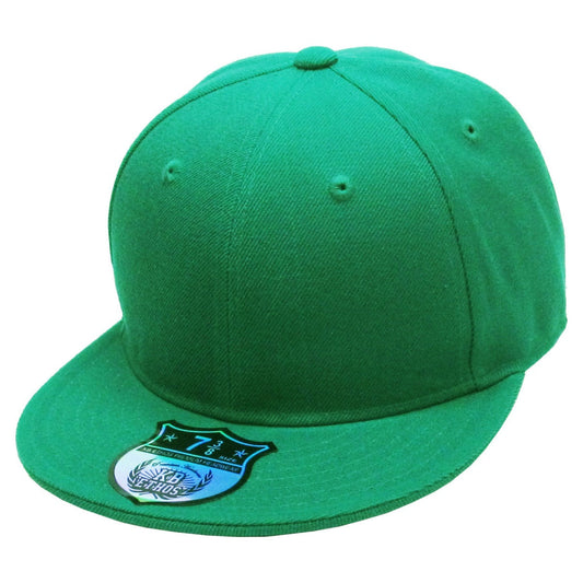 Fitted Flat Bill Cap - Kelly Green Various Sizes