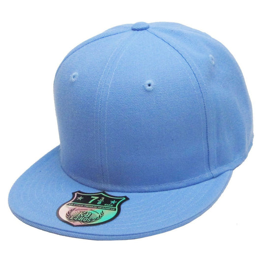Fitted Flat Bill Cap - Sky Blue Various Sizes