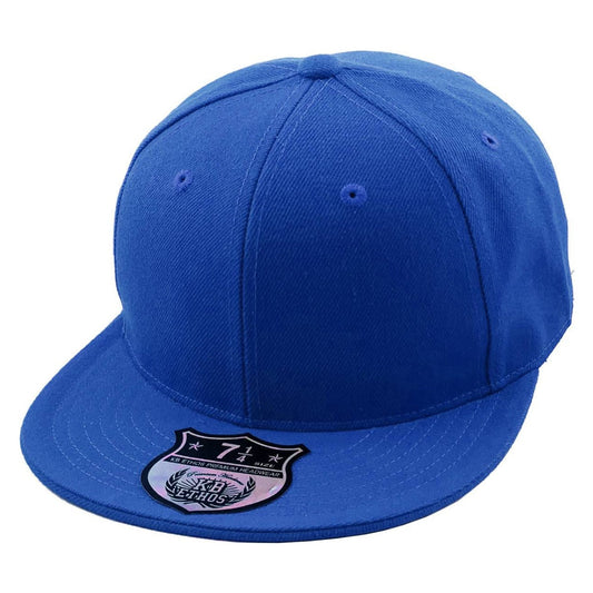 Fitted Flat Bill Cap - Royal Various Sizes