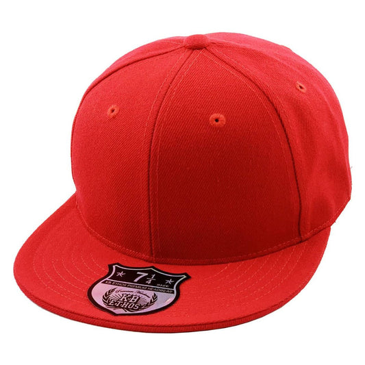 Fitted Flat Bill Cap - Red Various Sizes