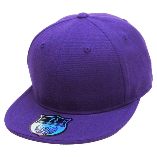 Fitted Flat Bill Cap - Purple Various Sizes