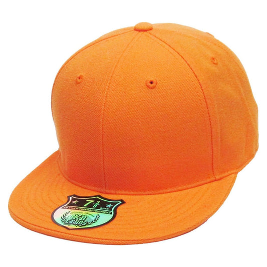 Fitted Flat Bill Cap - Orange Various Sizes
