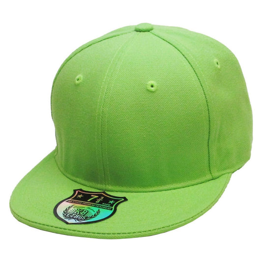 Fitted Flat Bill Cap - Lime Various Sizes