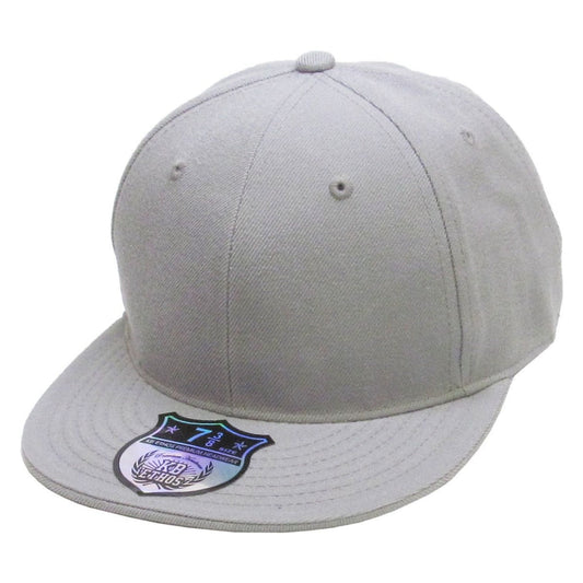 Fitted Flat Bill Cap - Light Grey Various Sizes