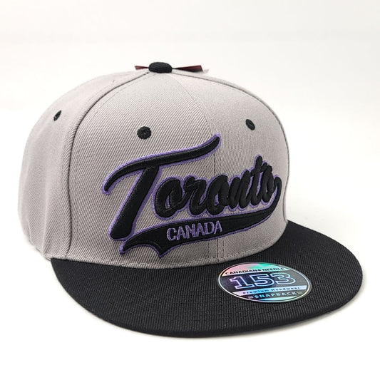 ’Toronto’ Banner Flat Bill Cap - Multi-Coloured Adjustable - Grey & Black 2 Tone / OSFA - Canada