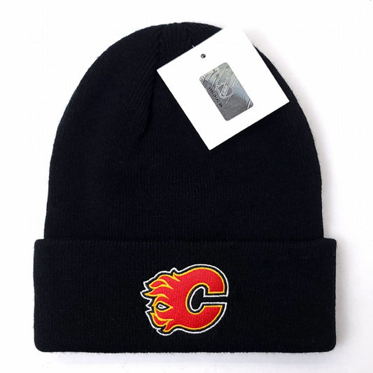 Calgary Flames Knit Toque - BS Cuff Black - OSFA - NHL