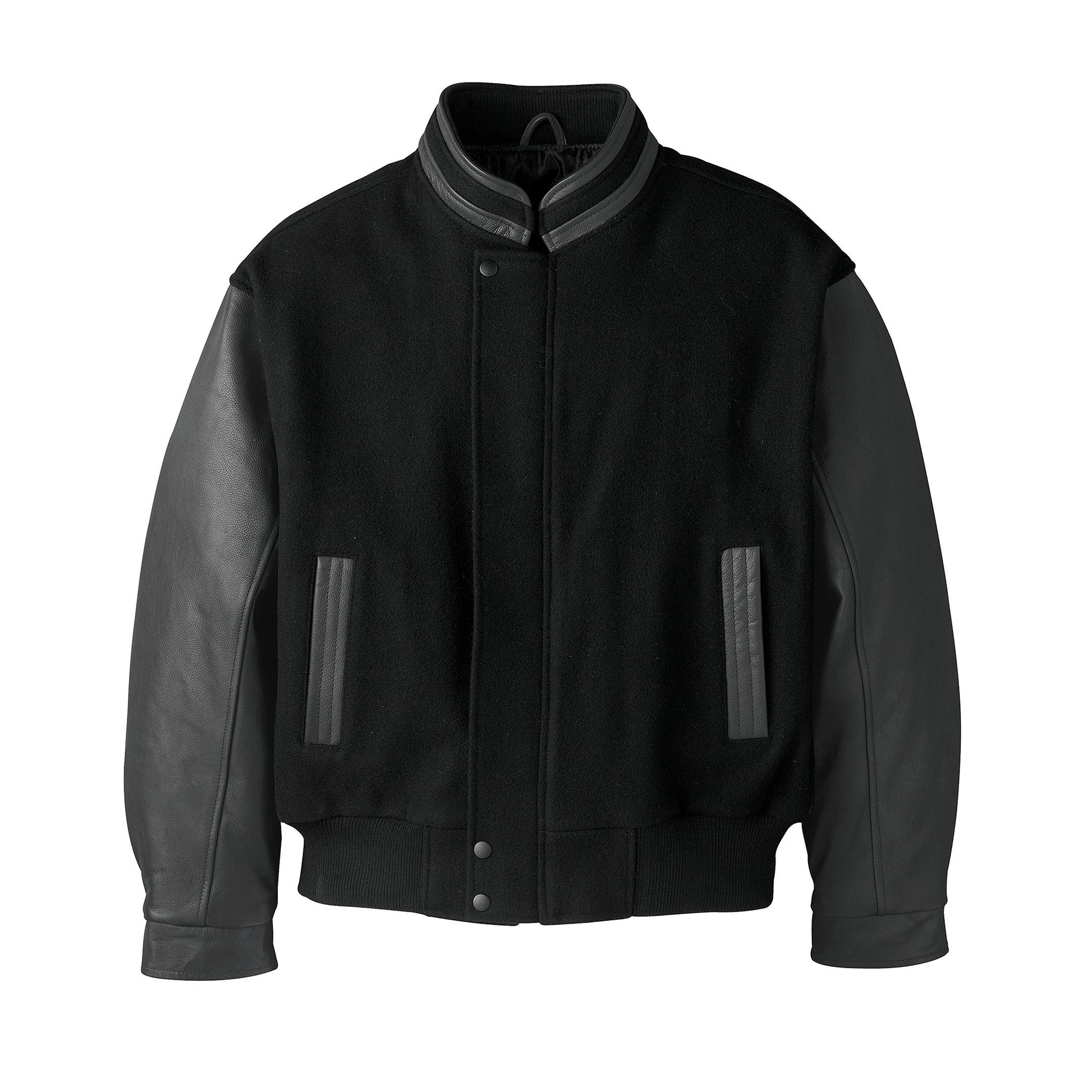 L00227 - Graduate - Men’s Melton & Leather Insulated Jacket - Black/Black / XS