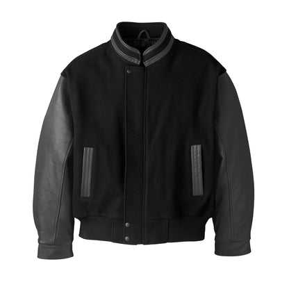 L00227 - Graduate - Men’s Melton & Leather Insulated Jacket - Black/Black / XS