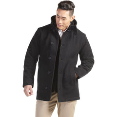 Black wool blend pea coat from Bayside Men’s Melton Insulated Peacoat collection