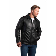 Black lamb leather jacket with YKK metal zipper closure from Frankfurt collection