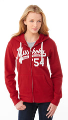 Red zip-up hoodie with double layer design from Lakeview ladies’ sweatshirt collection