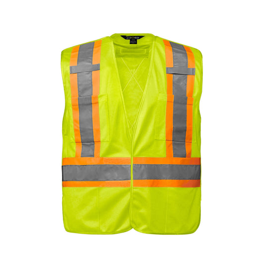 L01145 - Vanguard - Tricot Hi-Vis 5 Point Tear-Away Vest - Dual Sized - Fluorescent Yellow / XXS/XS
