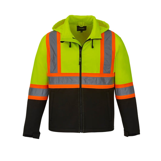 L01305 - Shield - Hi-Vis Softshell Jacket w/ Detachable Hood - Yellow / S