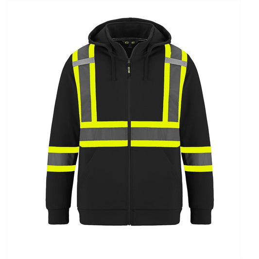 L01380 - Infinity - Hi-Vis Full Zip Hooded Sweatshirt w/ Detachable Hood - Black / S / Hoodie