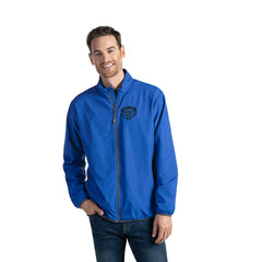Blue zip-up windbreaker jacket L02250 Pitch Men’s Packable Jacket for outdoor activities