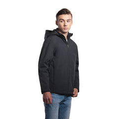 Black hooded youth insulated softshell jacket from Hurricane L3170Y with cart button
