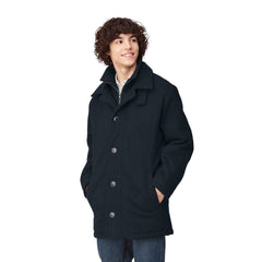 Navy blue youth melton insulated peacoat, ideal for cold weather, click the cart button