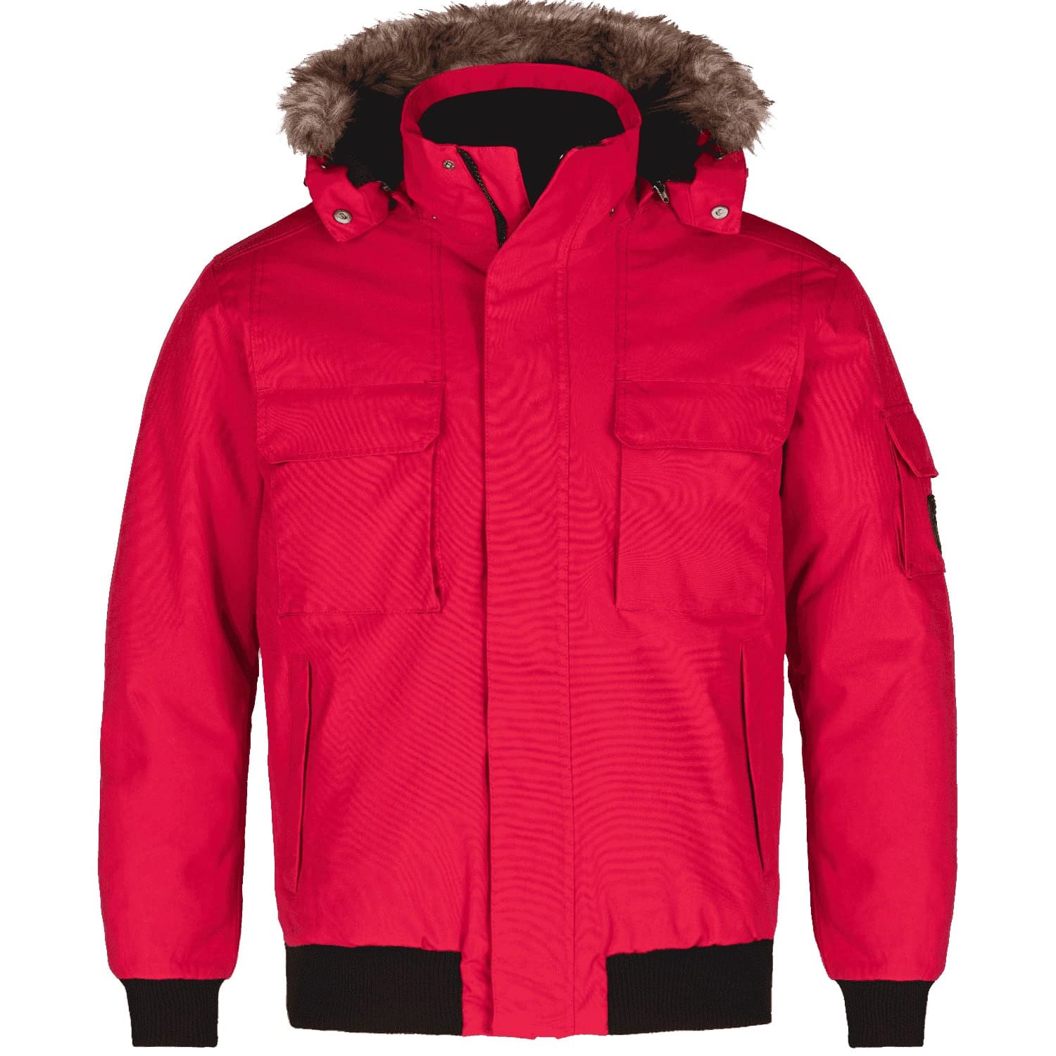 L06075 - Intense - Men’s Cold Weather Bomber Jacket w/ Detachable Hood - Red / S