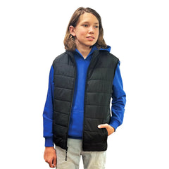 Black quilted puffer vest L0975Y Chill youth puffy vest with cart button option