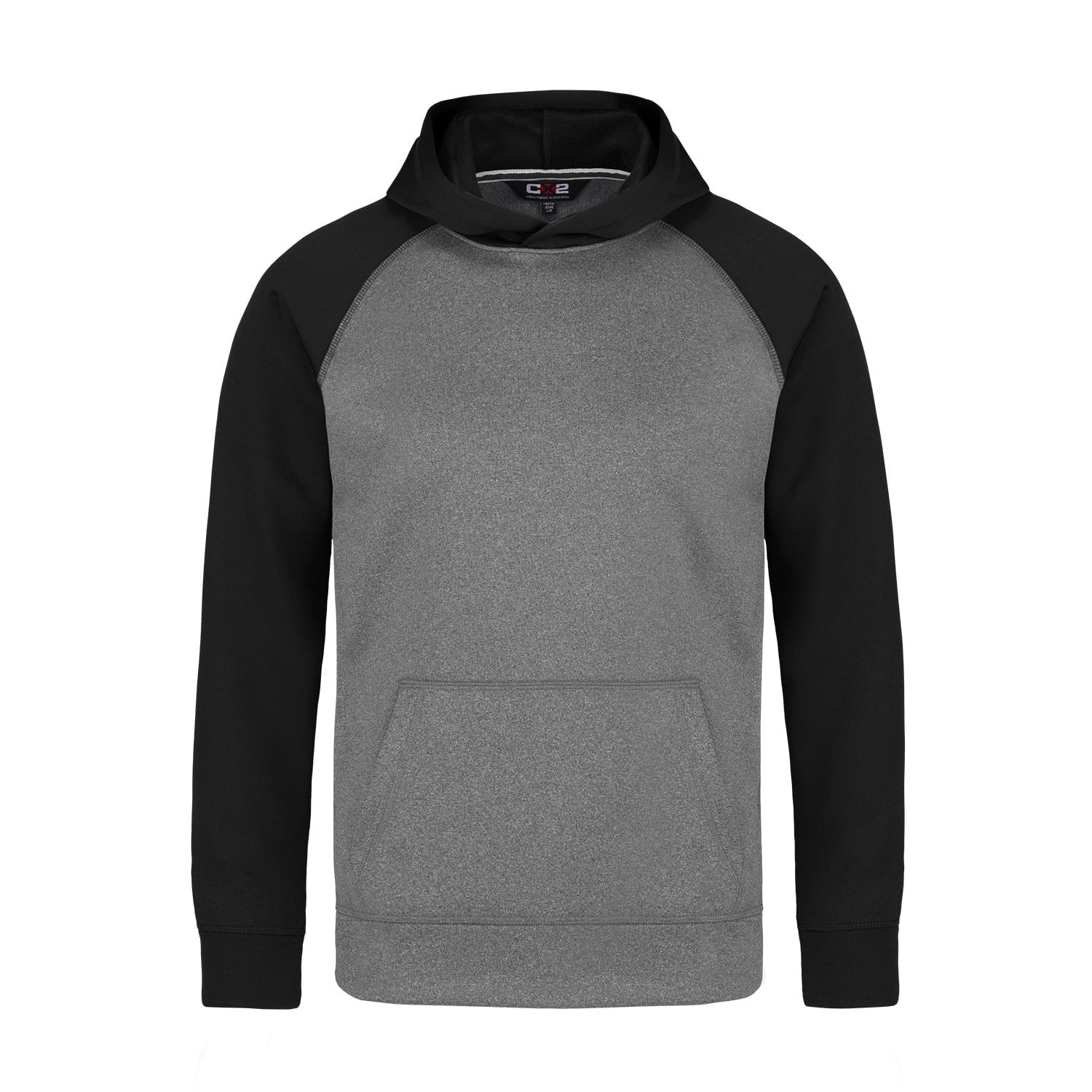 L1630Y - Oakland - Youth Polyester Pullover Hooded Sweatshirt - Grey/Black / S - Fleece