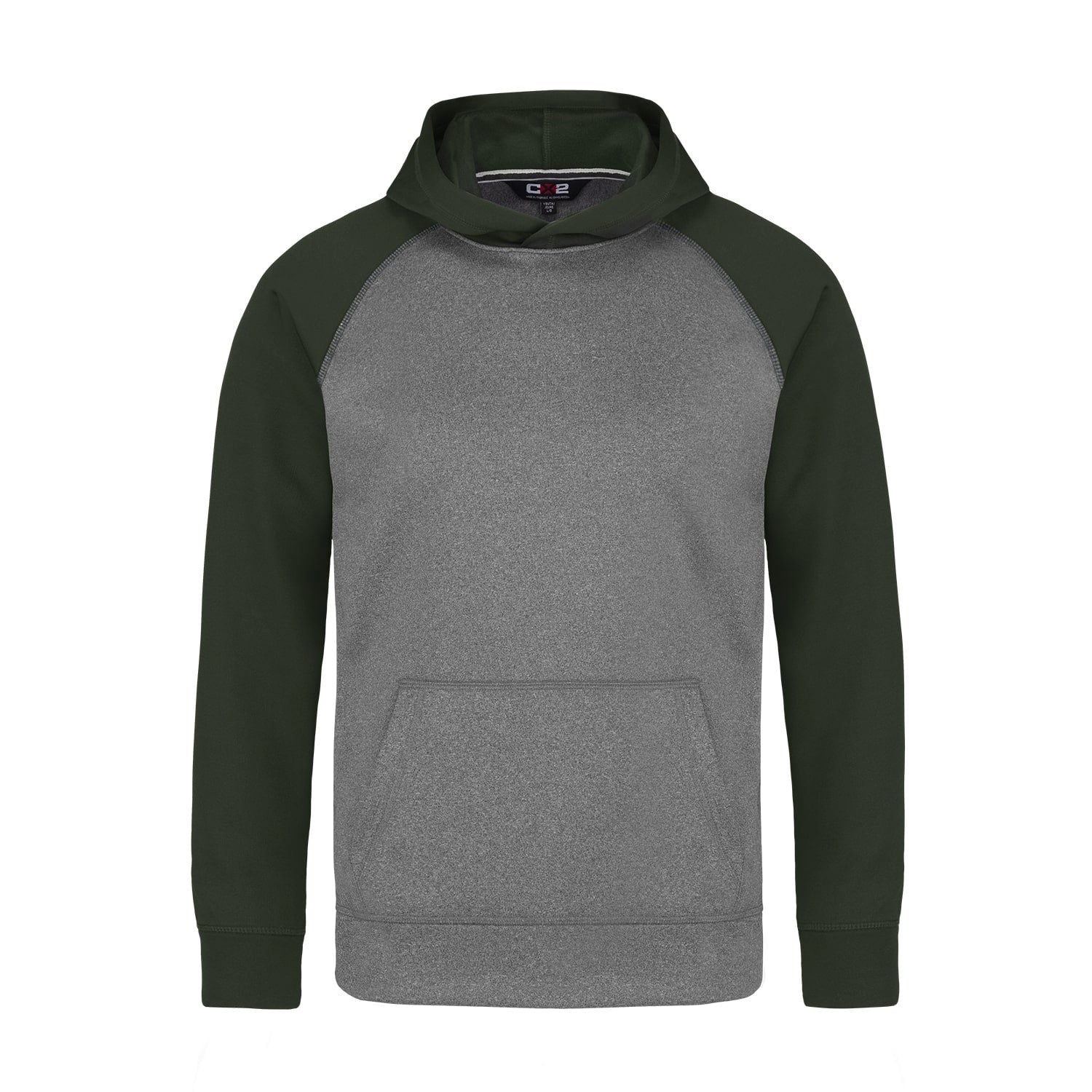 L1630Y - Oakland - Youth Polyester Pullover Hooded Sweatshirt - Grey/Forest / S - Fleece