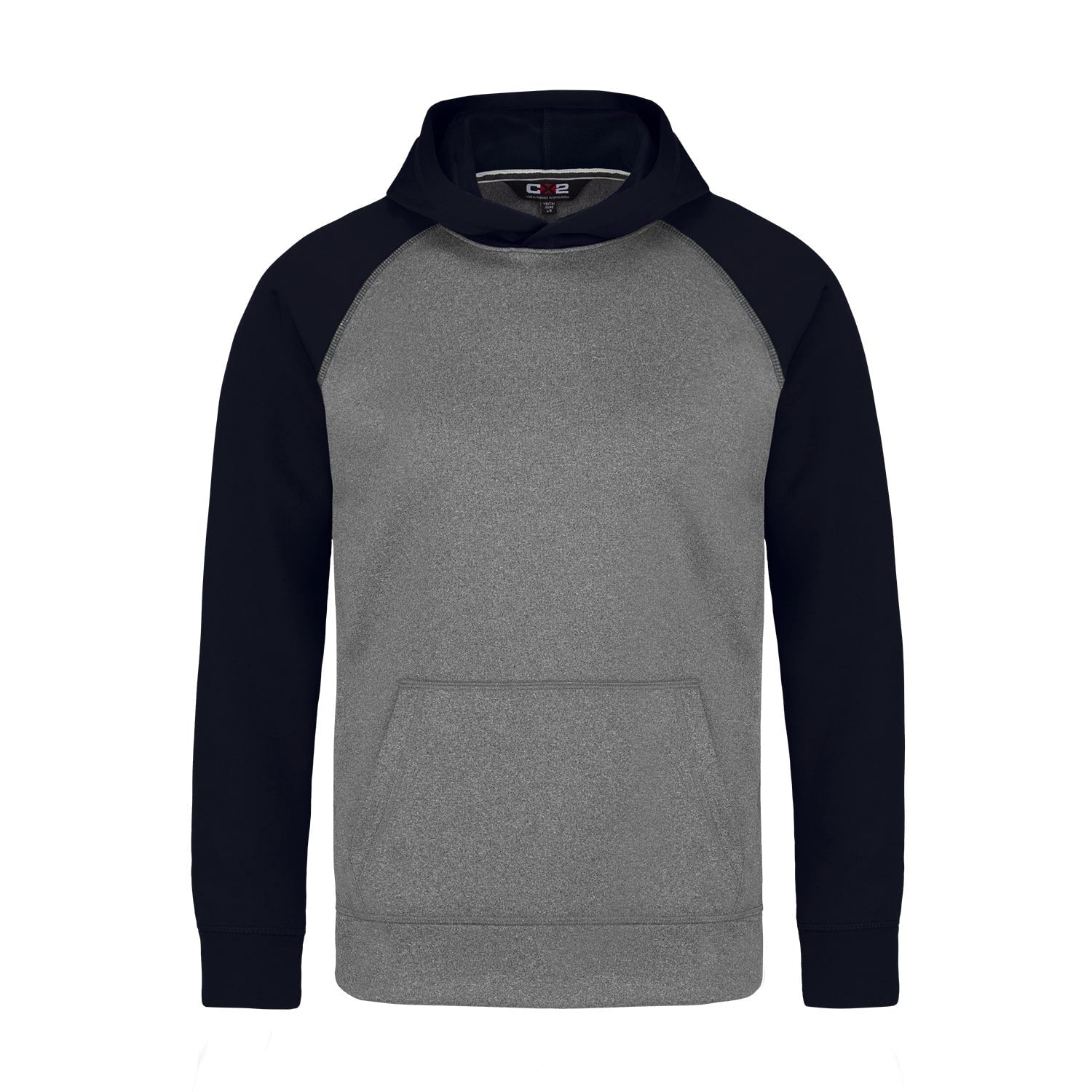 L1630Y - Oakland - Youth Polyester Pullover Hooded Sweatshirt - Grey/Navy / S - Fleece