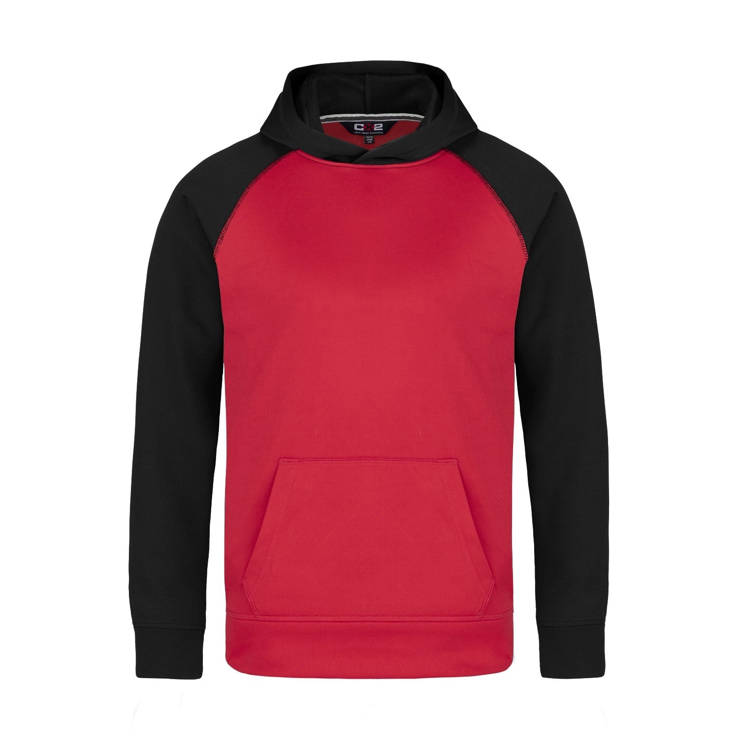 L1630Y - Oakland - Youth Polyester Pullover Hooded Sweatshirt - Red/Black / S - Fleece