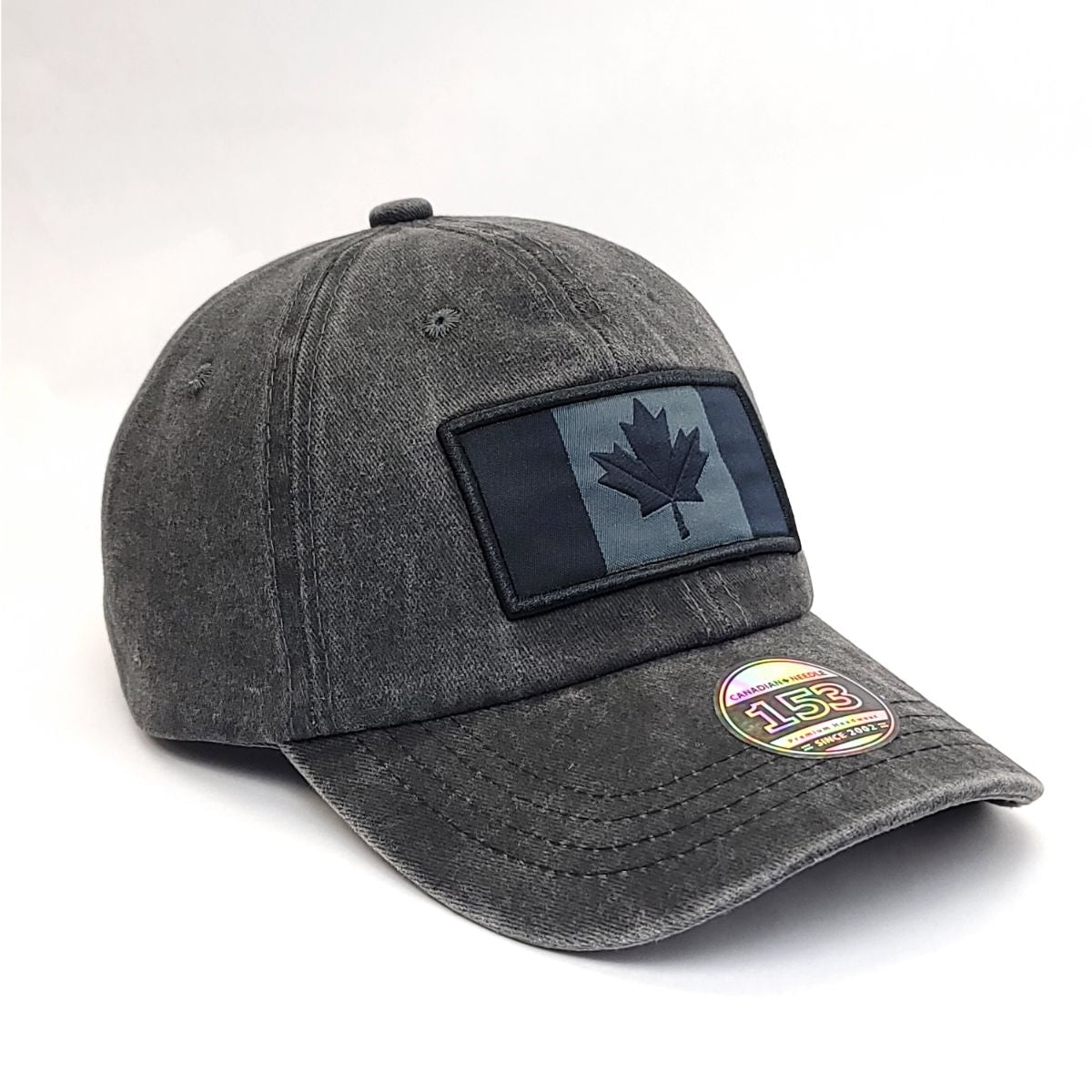 Canada Flag Cap - 1509P Pigment Washed Cotton with Black - OSFA